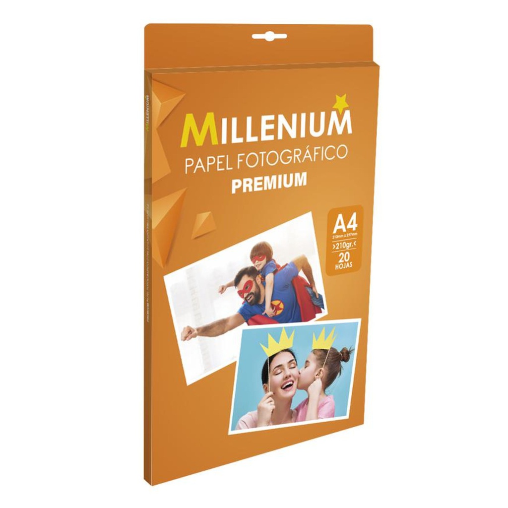 PAPEL FOTOGRÁFICO PRIMIUM A4 20 HOJAS MILLENIUM
