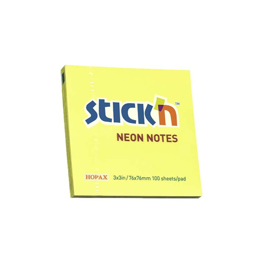 NOTAS ADHESIVAS STICK'N NOTES 3 X 3 AMARILLO NEÓN 100 HOJAS