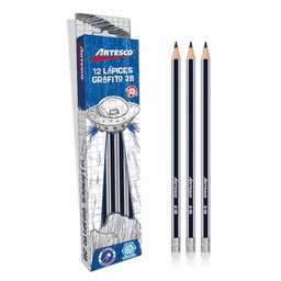 LAPIZ GRAFITO 2B X 12 CON BORRADOR UND ARTESCO