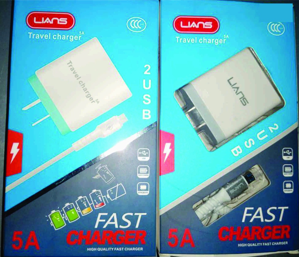CARGADOR CARGA RÁPIDA 2 ENTRADAS 5A LIANS