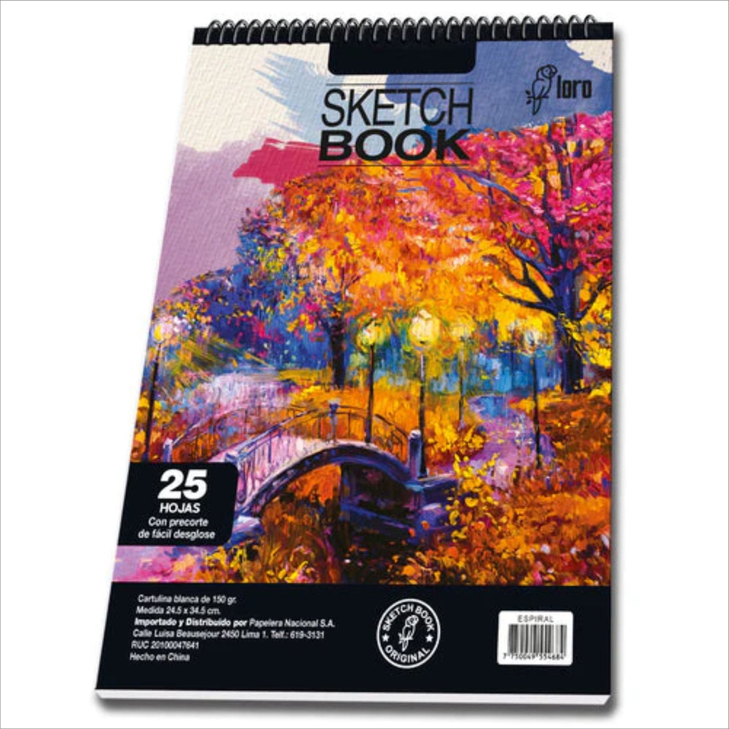 SKETCHBOOK ESPIRAL 25 HOJAS ANILLADO LORO