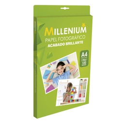 PAPEL FOTOGRÁFICO A4 180GR  100 HOJAS MILLENIUM